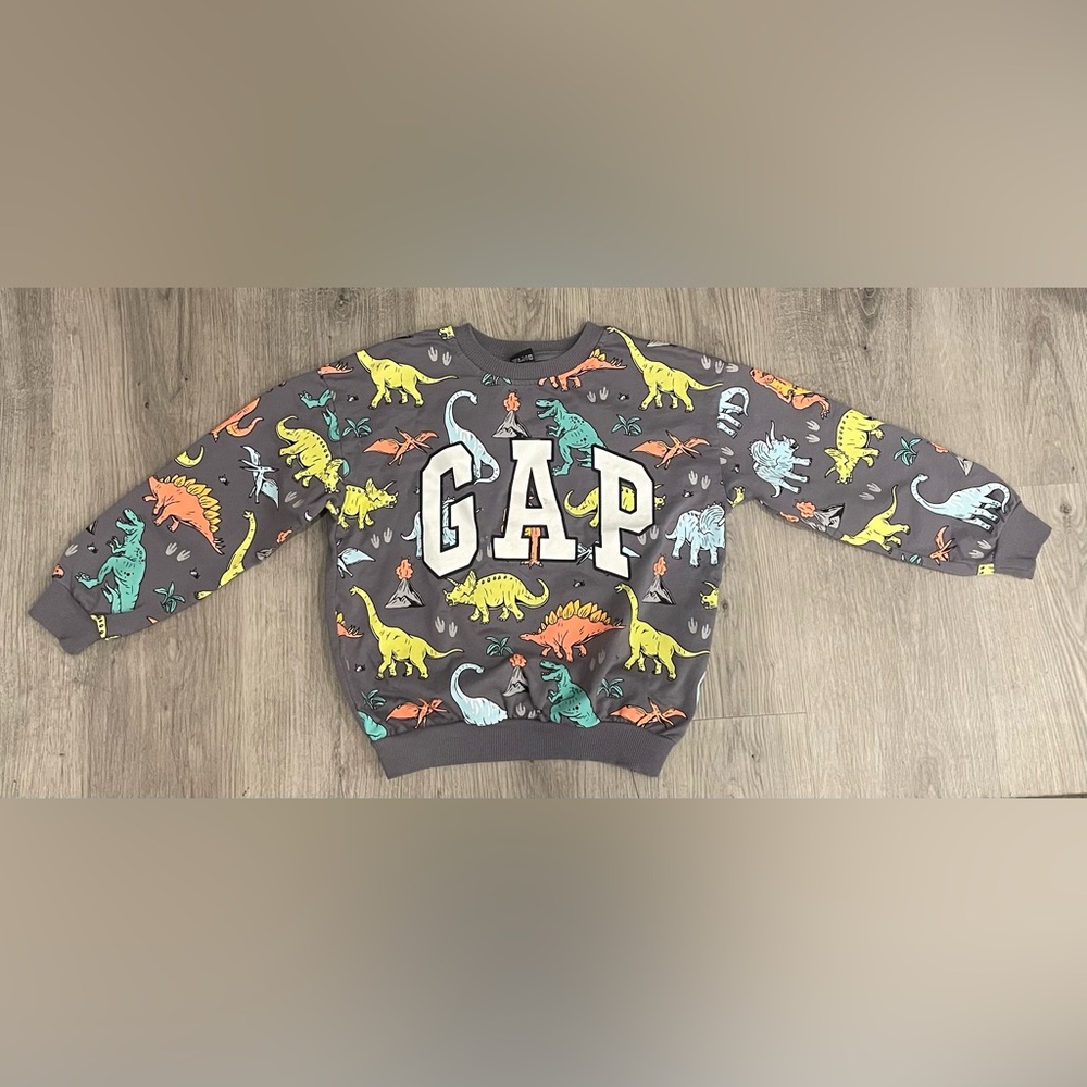 GAP Kids Colorful Dinosaur Graphic Crewneck Sweatshirt size 5-6